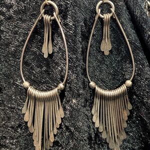 Silver Fringe Hook Earrings